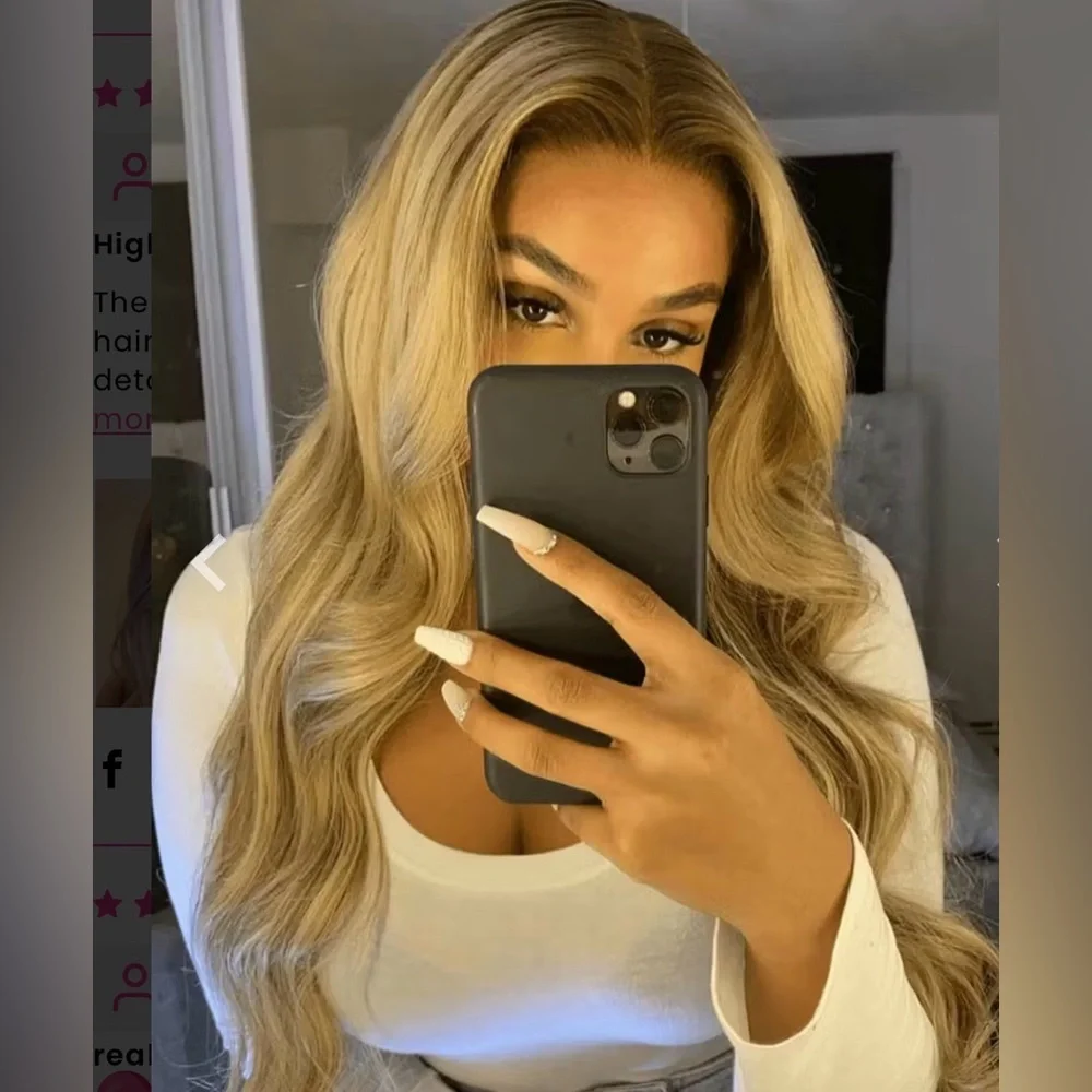 Rich Girl Vibe Balayage Blonde Highlight HD Transparent Lace Front HumanHair Wig - Picture 4 of 16